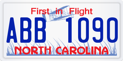 NC license plate ABB1090