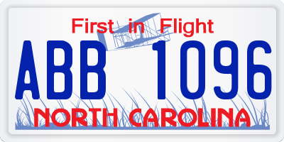 NC license plate ABB1096