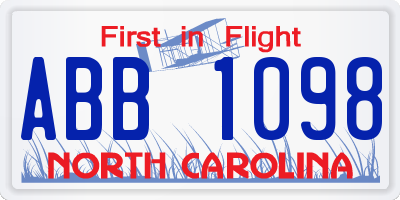 NC license plate ABB1098