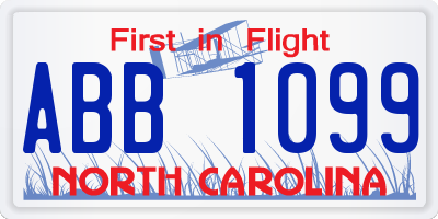 NC license plate ABB1099