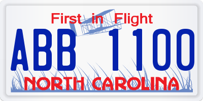 NC license plate ABB1100