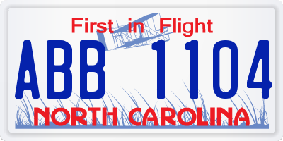 NC license plate ABB1104