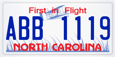 NC license plate ABB1119