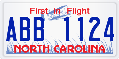 NC license plate ABB1124