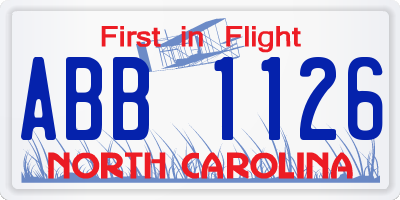 NC license plate ABB1126