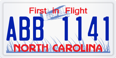 NC license plate ABB1141