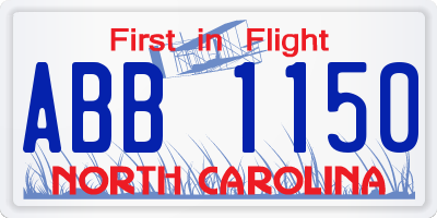 NC license plate ABB1150