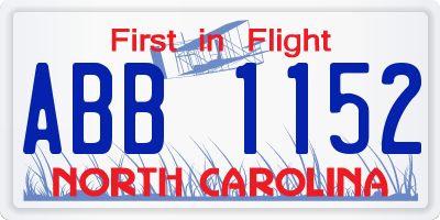 NC license plate ABB1152