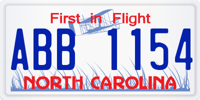 NC license plate ABB1154