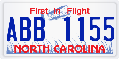 NC license plate ABB1155