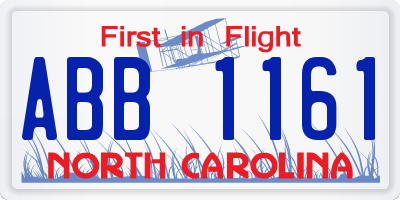 NC license plate ABB1161