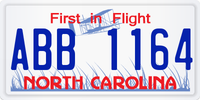 NC license plate ABB1164