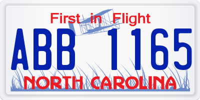 NC license plate ABB1165