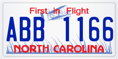 NC license plate ABB1166