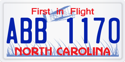 NC license plate ABB1170