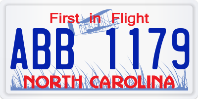 NC license plate ABB1179