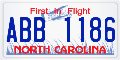 NC license plate ABB1186