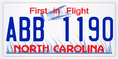 NC license plate ABB1190