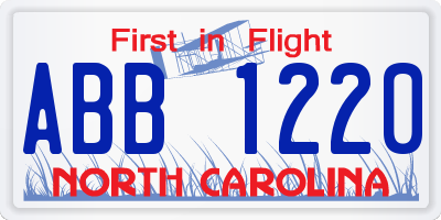 NC license plate ABB1220