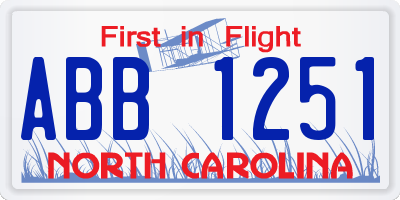 NC license plate ABB1251
