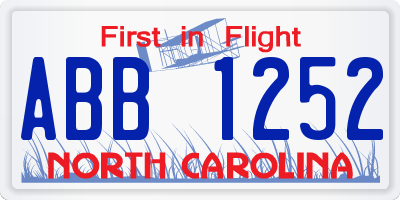 NC license plate ABB1252