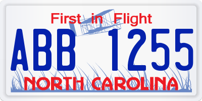 NC license plate ABB1255