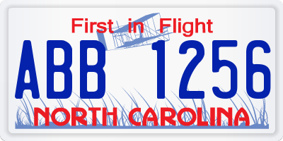NC license plate ABB1256