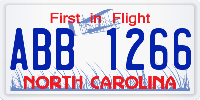 NC license plate ABB1266