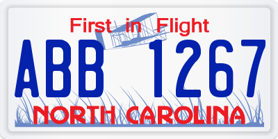 NC license plate ABB1267