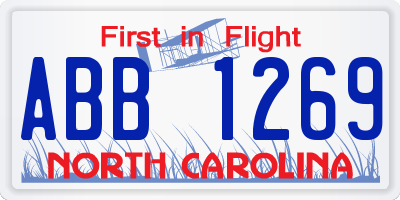 NC license plate ABB1269