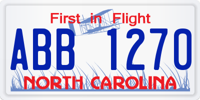 NC license plate ABB1270