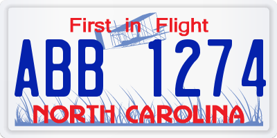 NC license plate ABB1274