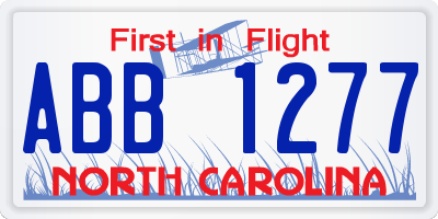 NC license plate ABB1277