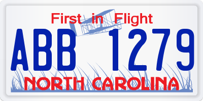 NC license plate ABB1279