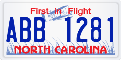 NC license plate ABB1281