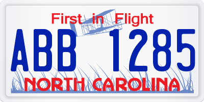 NC license plate ABB1285