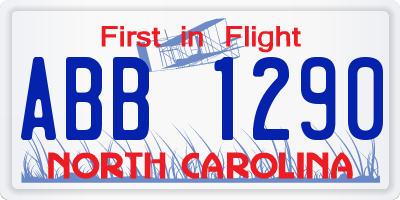 NC license plate ABB1290