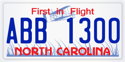NC license plate ABB1300