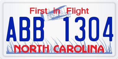 NC license plate ABB1304