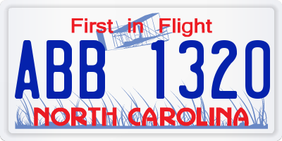 NC license plate ABB1320