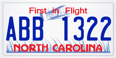 NC license plate ABB1322