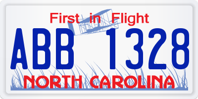 NC license plate ABB1328