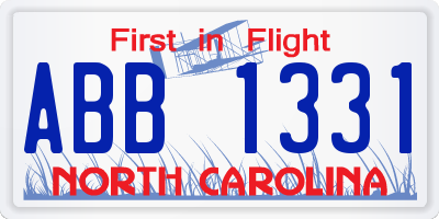 NC license plate ABB1331
