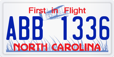 NC license plate ABB1336