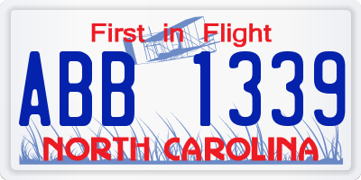 NC license plate ABB1339