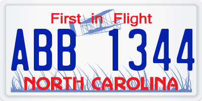 NC license plate ABB1344