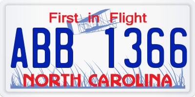NC license plate ABB1366