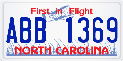 NC license plate ABB1369