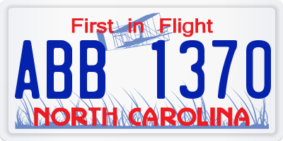 NC license plate ABB1370