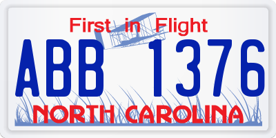 NC license plate ABB1376